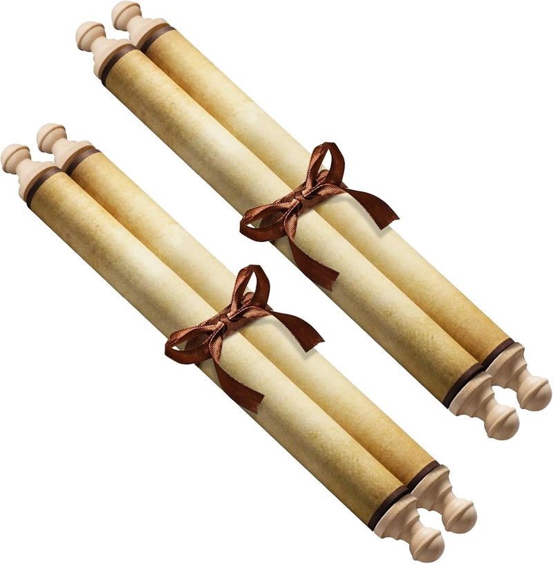 Makevivi 2 PCS Blank Scrolls Paper with Wood Rods, for Naughty or Nice List, Writing, Wedding Vows, Invitation, Love Letter, Cosplay Prop, Renaissance, 7.1 x 31.5 inches (style1) - Image 1